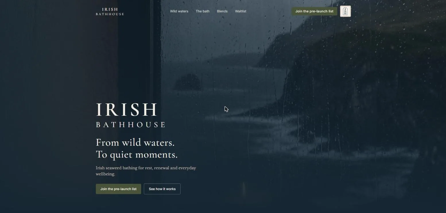 Irish Bathhouse launch page